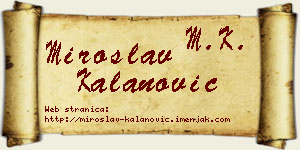 Miroslav Kalanović vizit kartica
